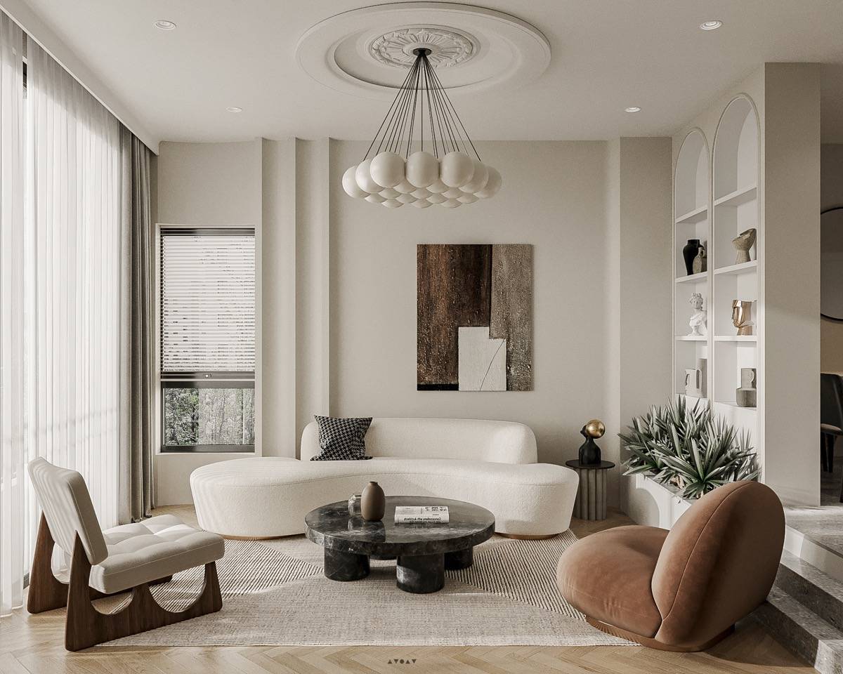 beyaz modern kavisli kanepe modern lüks oturma odası dekorasyonu