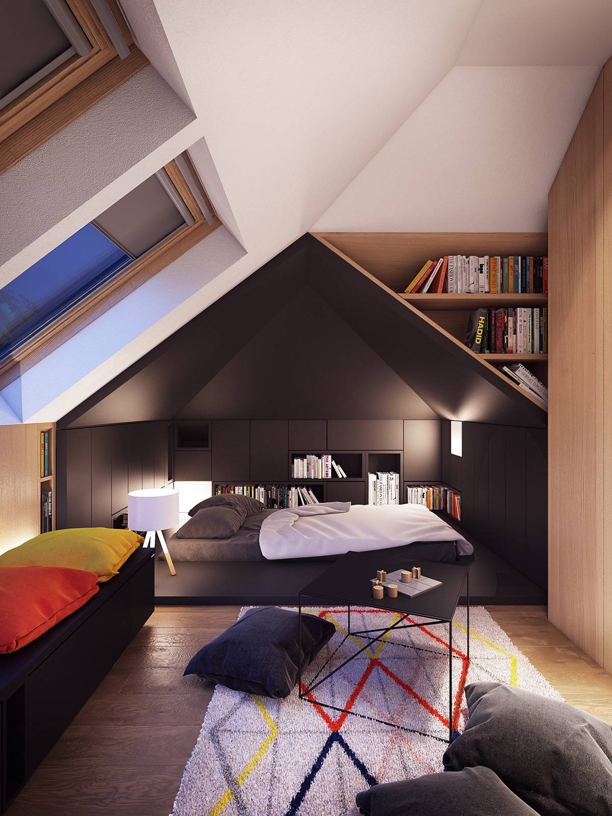 Siyah inci yatak odası tasarımı küçük yatak odası dekorasyonu